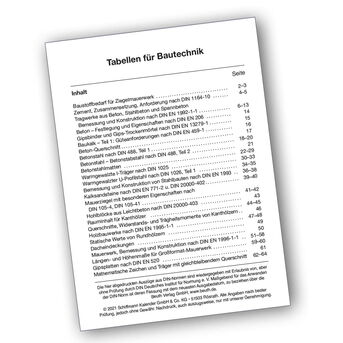 Tabellen für die Bautechnik