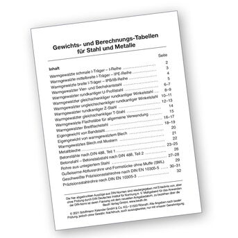 Gewichts- und Berechnungstabellen für Stahl und Metalle