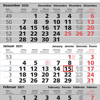 3-Monatskalender  - grau